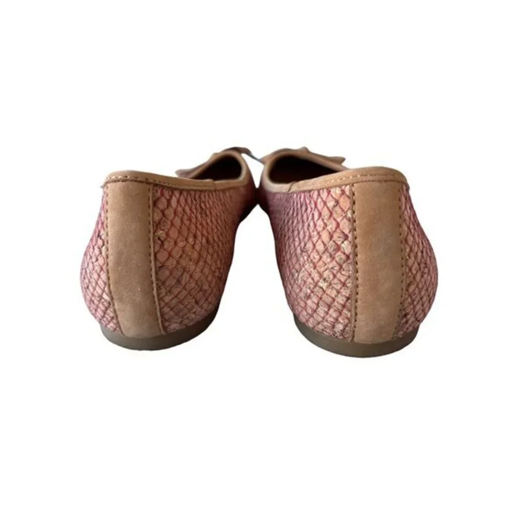 BORN Carri Flats Size 8.5 Shoes Cork Leather Snake Embossed Bow‎ NEW